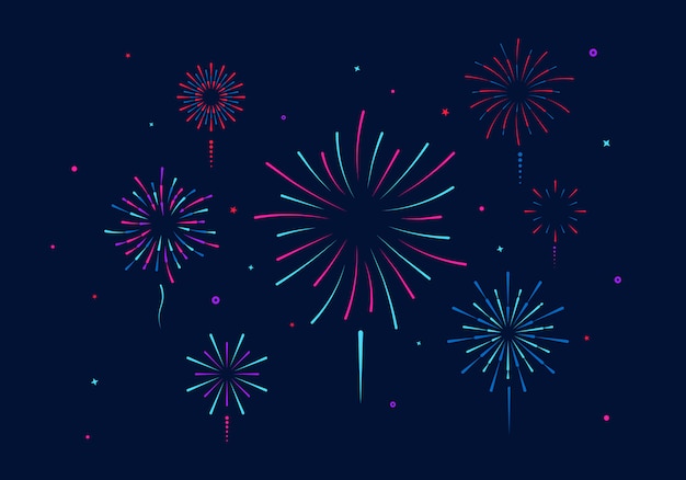 Colorful fireworks isolated. Party, festival, feasts, multi-colored sky, fire, explosion stars