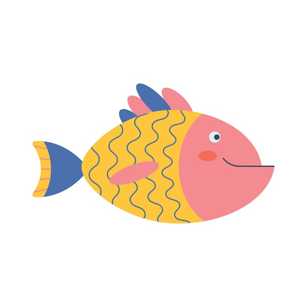 Vector colorful fish sea animal an inhabitant of the sea world a cute underwater creature