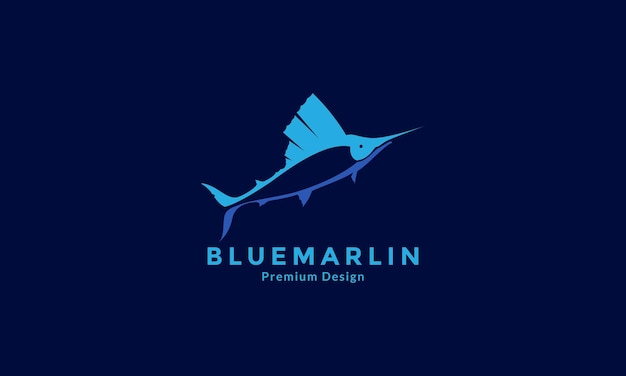 Красочная рыба морской синий марлин дизайн логотипа векторная иконка символ иллюстрация