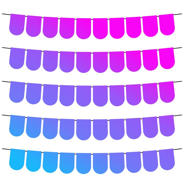Vector colorful flags and bunting garlands for decoration. decor elements with various patterns. vector illustration