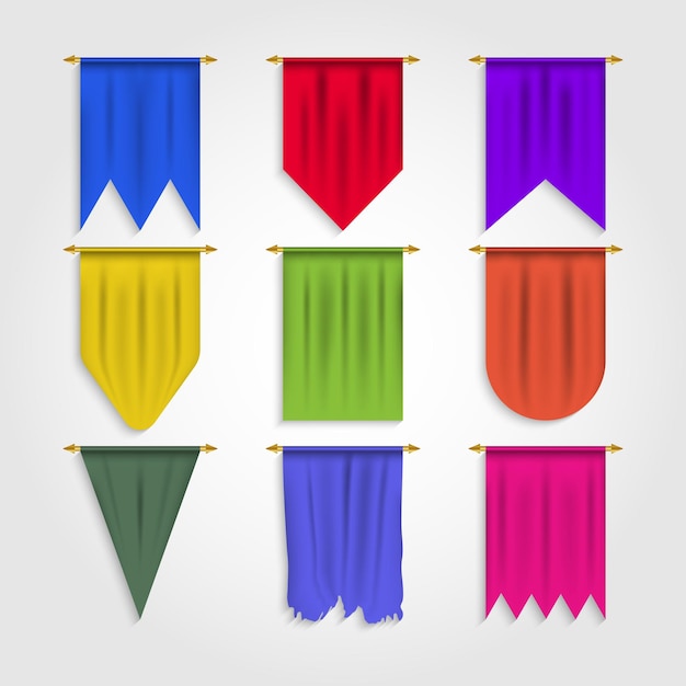 Colorful flags in different shapes