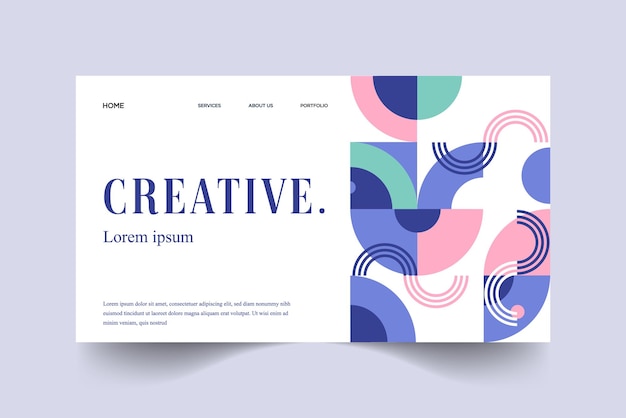 Colorful Flat Abstract Geometric Landing Page Web Design