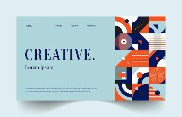 Colorful Flat Abstract Geometric Landing Page Web Design