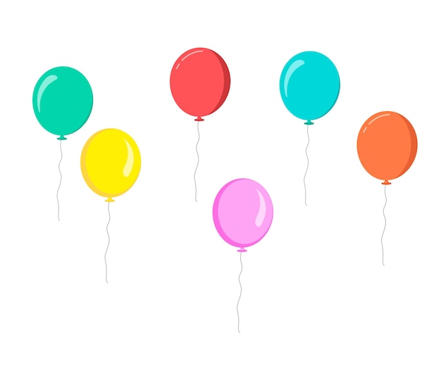 Colorful flat Balloons on White Background