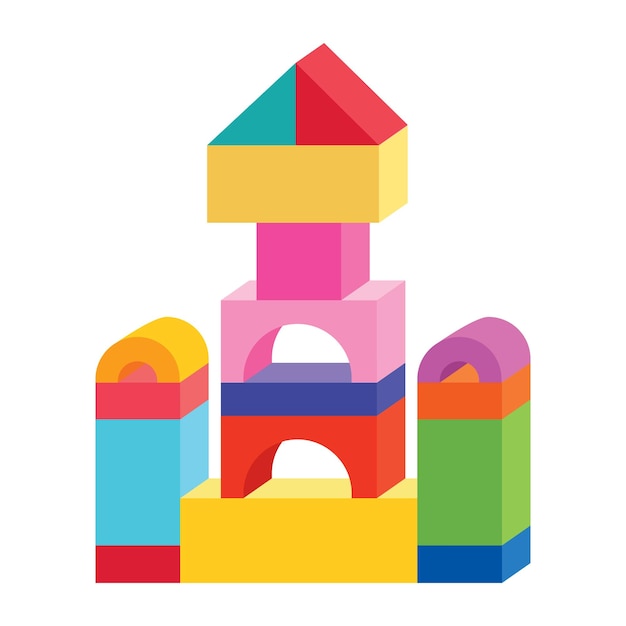 Vector colorful flat building game blocks