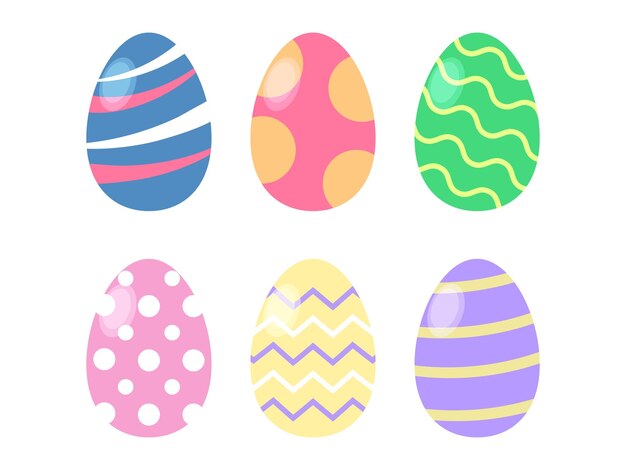 Vector colorful flat decorative easter eggs collection