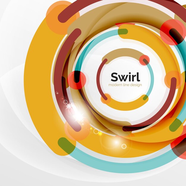 Colorful flat design abstract background Swirl and circle shaped lines on white