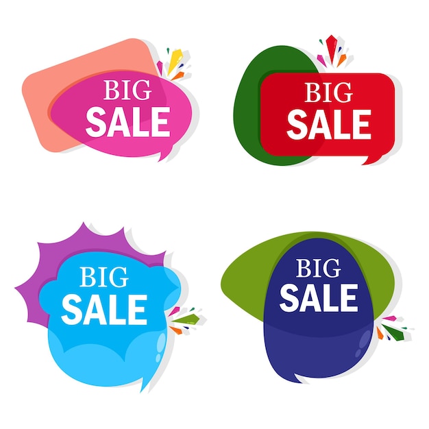 Colorful flat design big sale label set