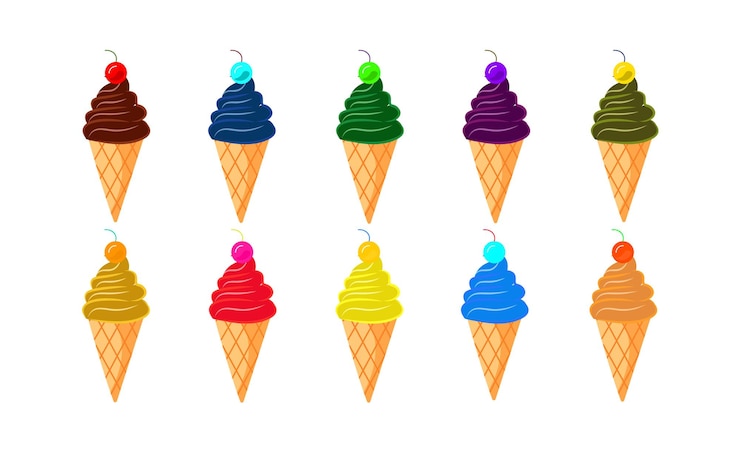 Vector colorful flat ice cream collection