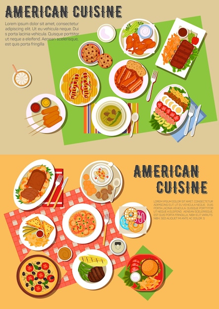 벡터 미국 바베큐 저녁 식사의 다채로운 평면 아이콘