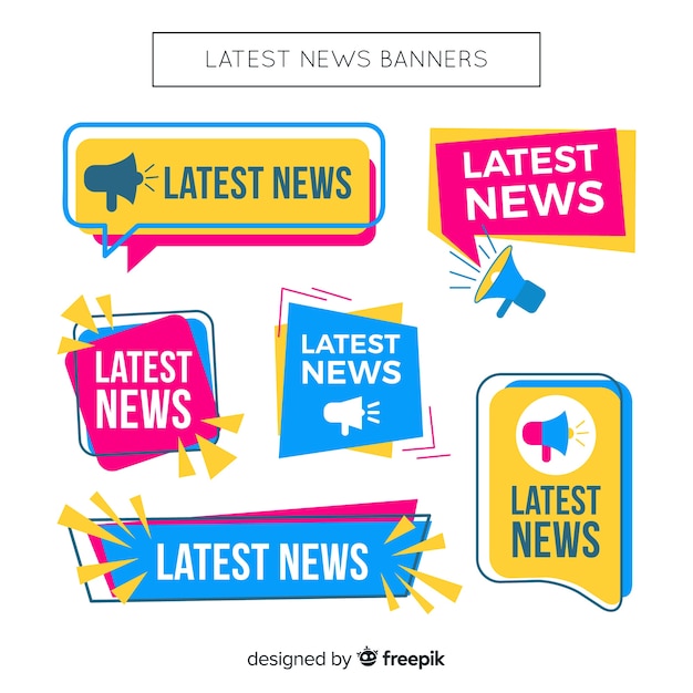 Vector colorful flat lastest news banner collection