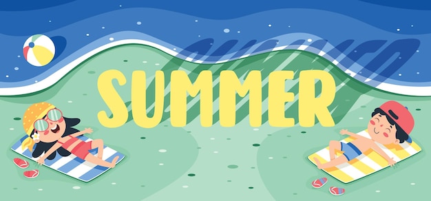 Colorful flat summer banner