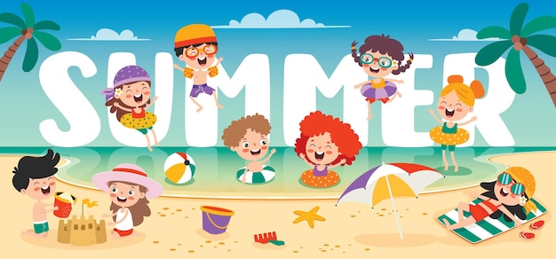 Vector colorful flat summer banner