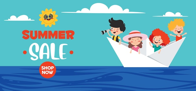 Colorful flat summer banner