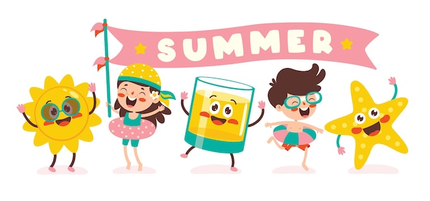 Vector colorful flat summer banner