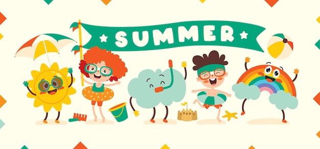 Vector colorful flat summer banner