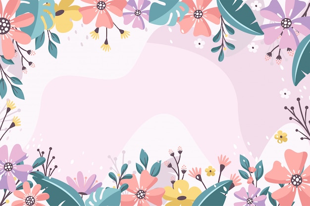 Colorful floral background with flat design