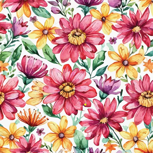 Vector a colorful floral background with a variety of flowers