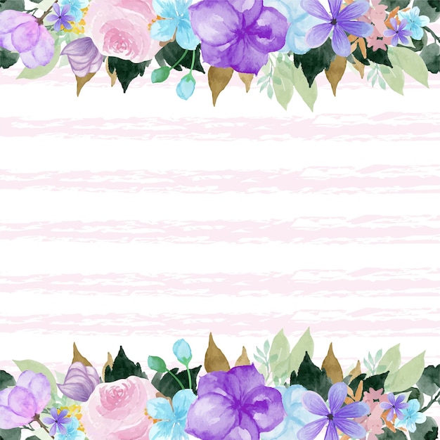 Colorful floral border with abstract line background