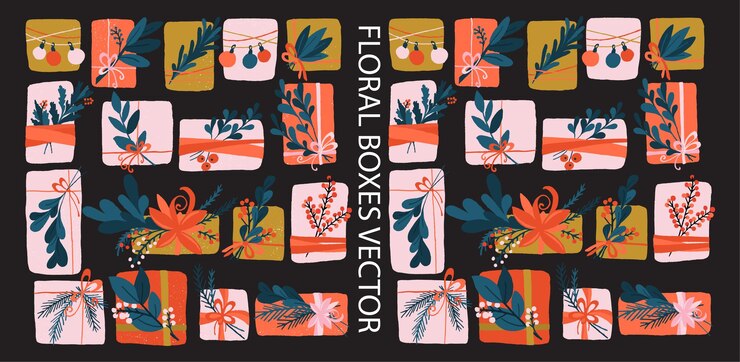 Vector colorful floral boxes