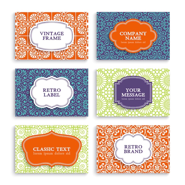 Vector colorful floral business card collection