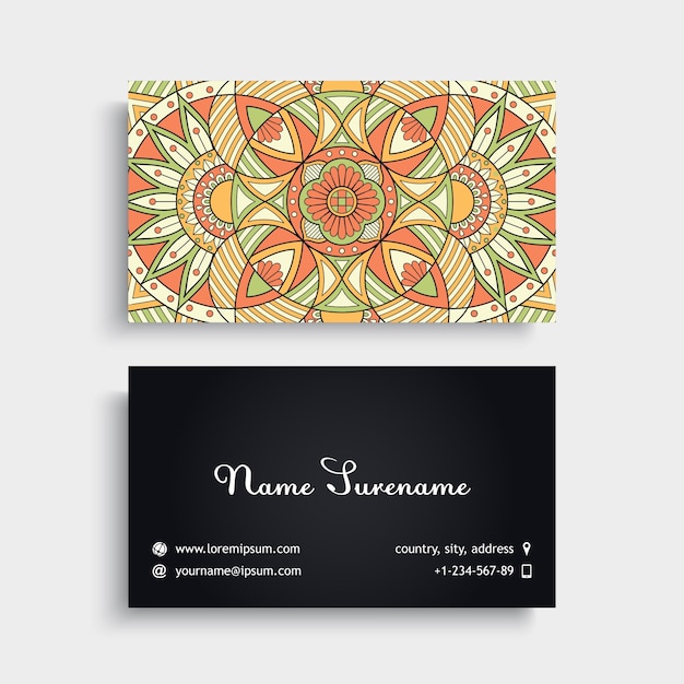 Vector colorful floral business card