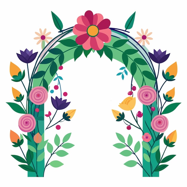 Vector a colorful floral design with a heart shaped frame and a butterfly