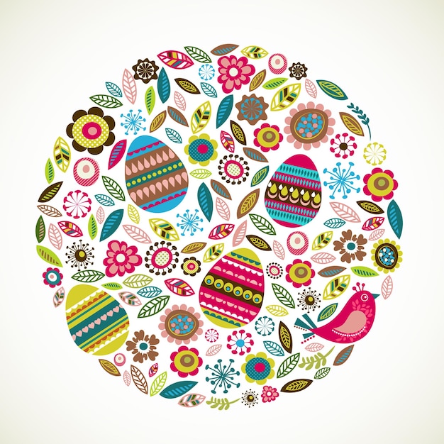 Colorful floral easter background