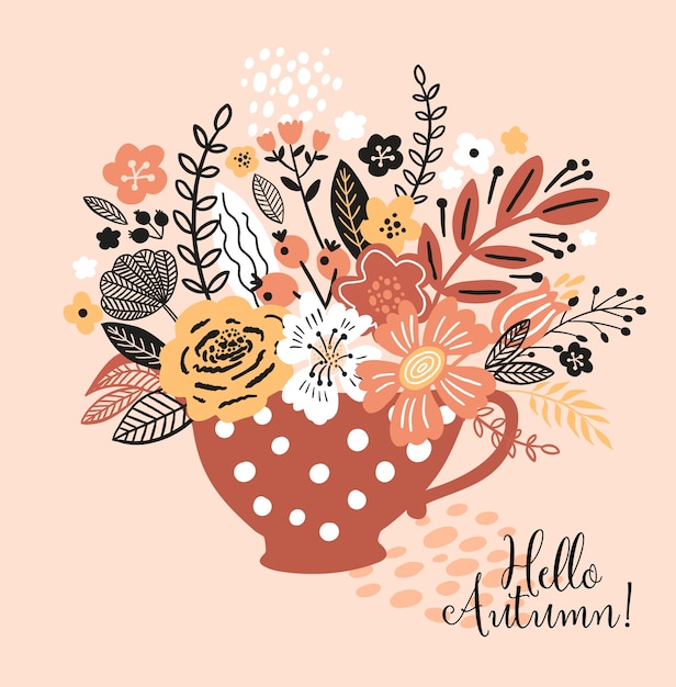 Vector colorful floral fall illustration