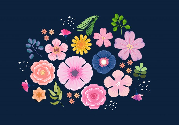 Vector 色彩豐富的花朵開花 