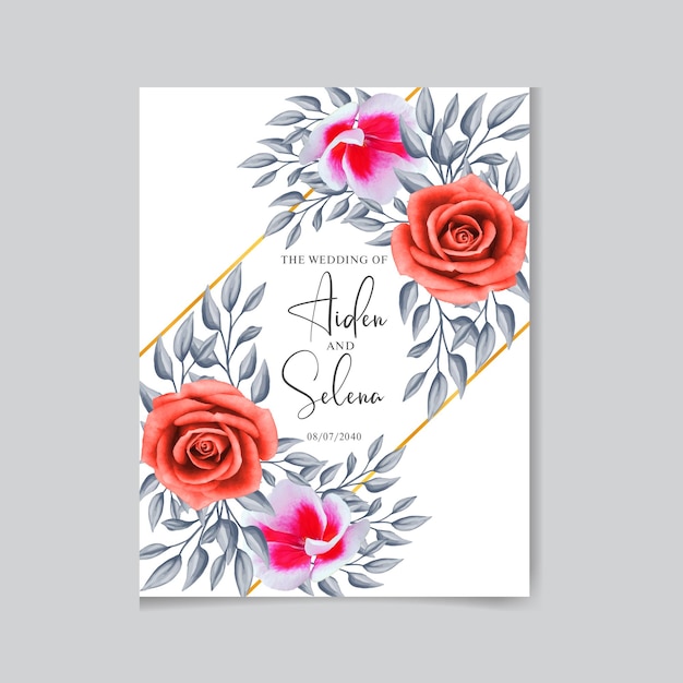 Colorful floral frame background with watercolor
