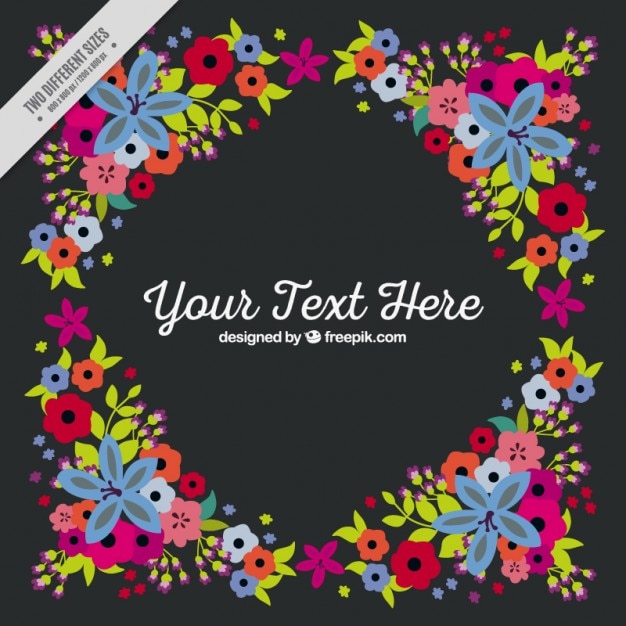 Colorful floral frame with a text