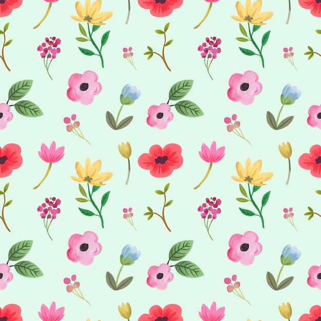 Colorful Floral Gouache Seamless Pattern