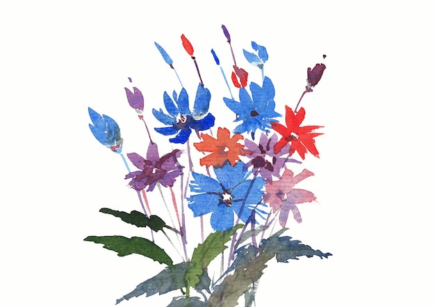 Vector colorful floral hand paint by watercolor