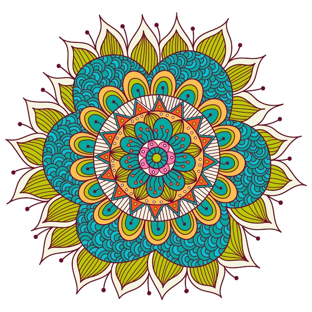 Colorful Floral Mandala. Ethnic decorative elements