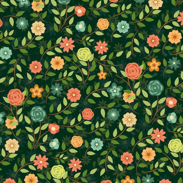 Vector a colorful floral pattern with flowers and leaves