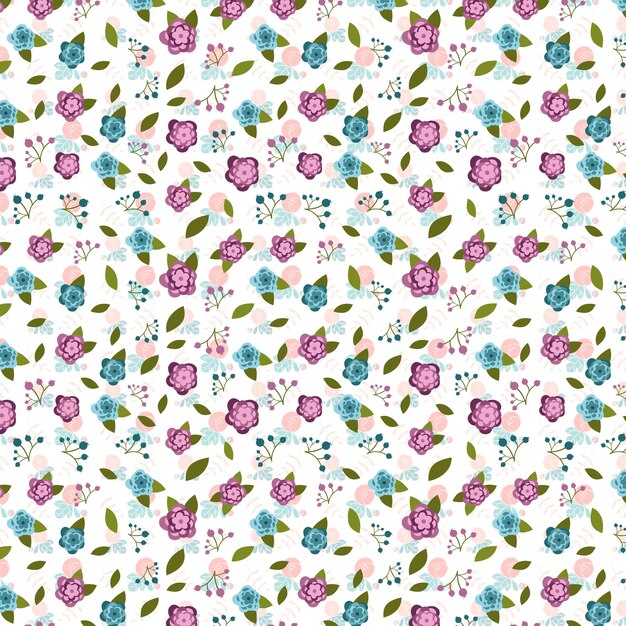 Vector a colorful floral pattern with spring flowers and leaves