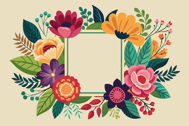 colorful floral photo frame vector