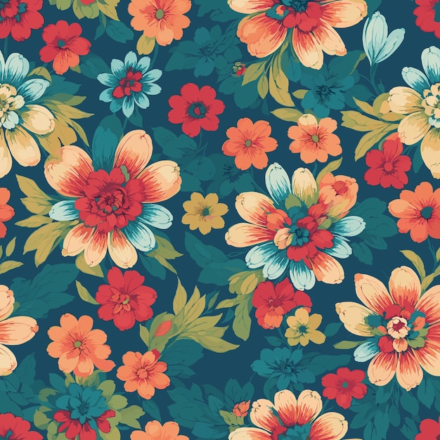 Colorful floral print background Seamless floral pattern with bright colorful flowers pattern