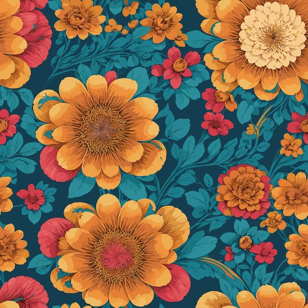 Colorful floral print background Seamless floral pattern with bright colorful flowers pattern