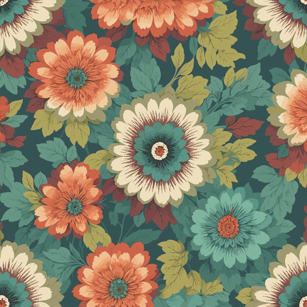 Vector colorful floral print background seamless floral pattern with bright colorful flowers pattern