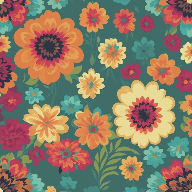 Colorful floral print background Seamless floral pattern with bright colorful flowers pattern