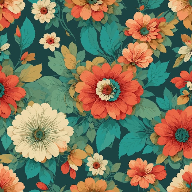 Colorful floral print background Seamless floral pattern with bright colorful flowers pattern