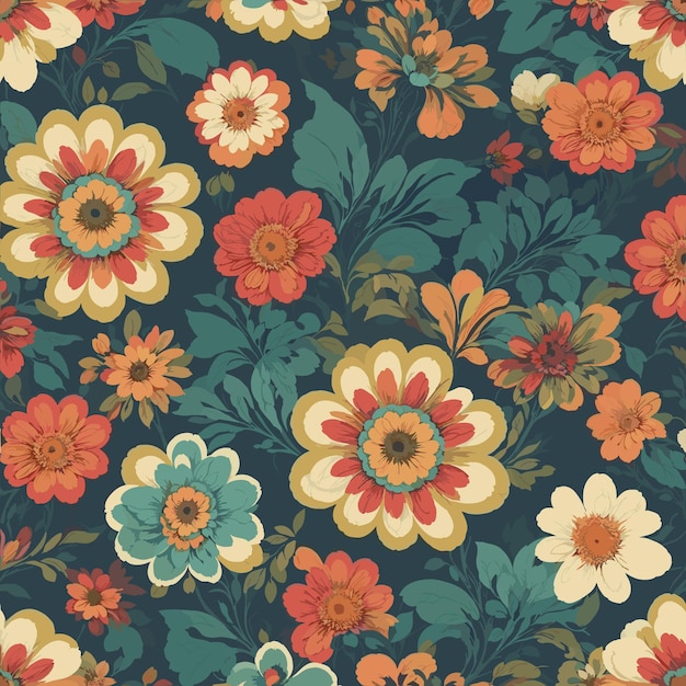 Colorful floral print background Seamless floral pattern with bright colorful flowers pattern