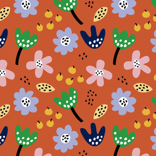 Colorful floral seamless pattern of autumn