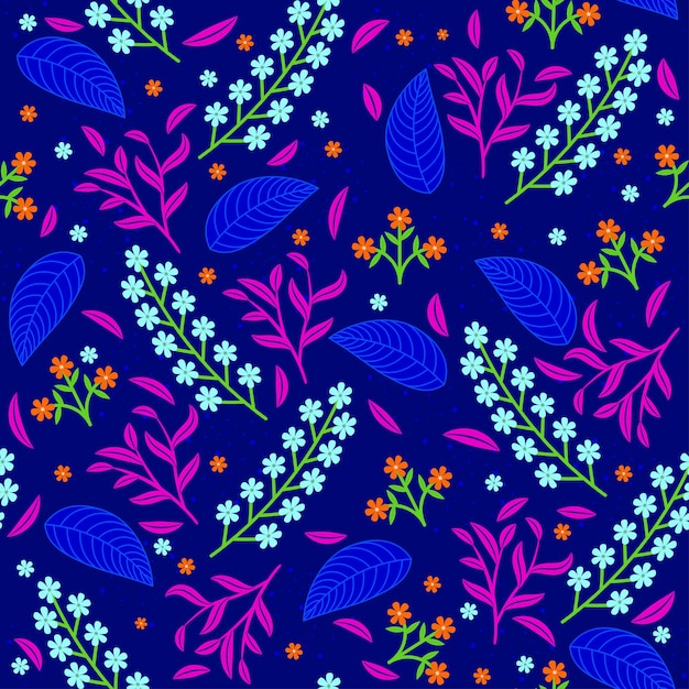 Vector colorful floral seamless pattern print background hand drawn colorful flowers