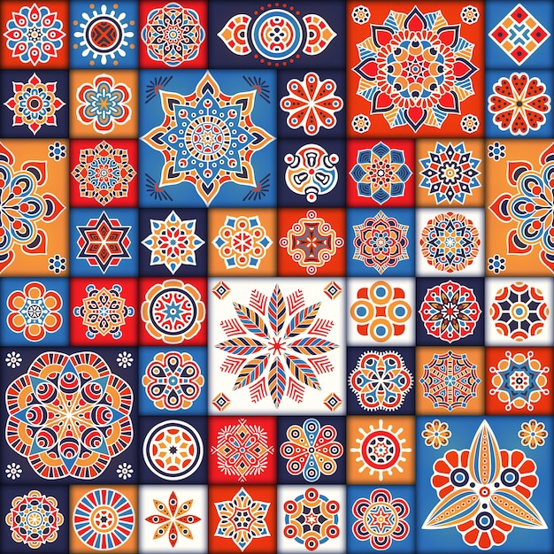 Colorful floral tiles