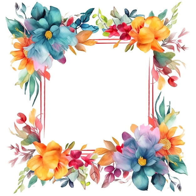 Vector colorful floral watercolor frame watercolor sublimation