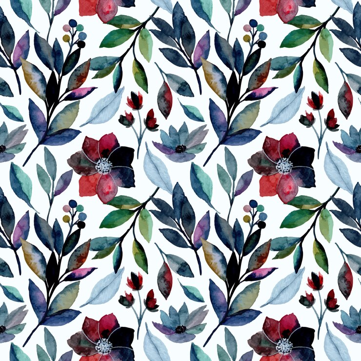 Vector colorful floral watercolor seamless pattern