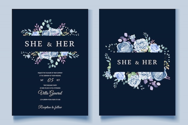 Vector colorful floral wedding invitation